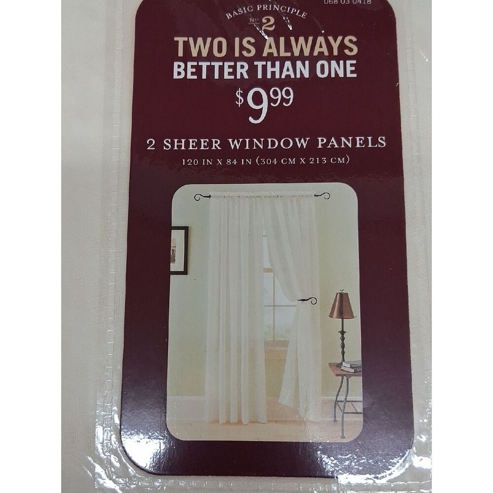 4 - Sheer Window Panels (120" X 84"), Cream Color, NIB, Set Of 4.
